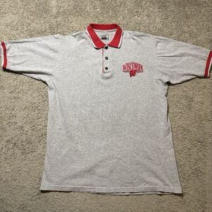 Vintage Wisconsin Badgers Cotton Polo Shirt Men’s L Legend Athletics Embroidered